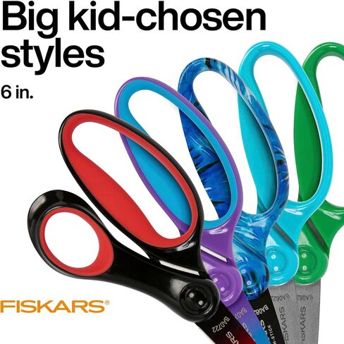 مقص FISKARS® للطلاب بمقبض ناعم مريح مكون من 3 قطع - للأطفال الكبار ومرحلة ما قبل المراهقة والمراهقين (الأعمار من 8 سنوات فما فوق) in Kuwait