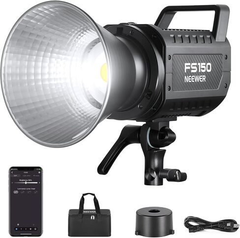 NEEWER FS230 230W COB Video Light 2.4G/APP Control, 110000lux/1m 5600K Daylight Bowens Mount Photography Continuous Output Lighting for Video Recording, Silent Fan, 9 Scenes 4 Dimming Types CRI97+ in Saudi Arabia