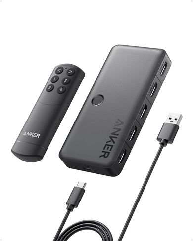 Anker HDMI Switch, 4K@60Hz Bi-Directional HDMI Switcher, 2 In 1 Out with Smooth Finish, Supports HDR, 3D, Dolby, Compatible with Laptops, PC, Xbox Series, PS5 / PS4, Projector, and More in Saudi Arabia