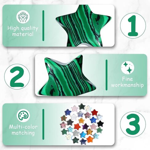 QINJIEJIE 20PCS Crystals Star Stone Healing Crystal Set Mini Crystal Stars Worry Stones Bulk Chakra Crystal Cute Pocket Star Gemstones for Meditation Balancing DIY Jewelry Star Stones Gifts for Women in Saudi Arabia