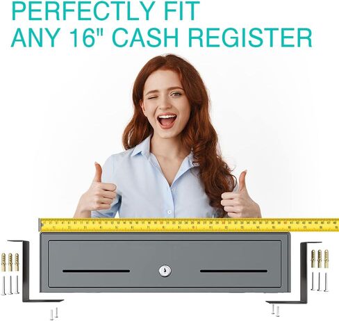 Skywin Cash Drawer Under Counter Mounting Brackets White- Heavy Duty Steel Mounting Brackets for Installation of 16" Cash Registers Drawer Under The Counter (1) in Saudi Arabia