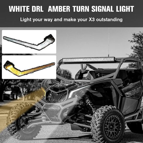 مصابيح أمامية X3 LED، مصابيح توقيع مساعدة مع إشارات انعطاف صفراء، مصباح تشغيل نهاري أبيض، مصابيح شواء لملحقات Can Am Maverick X3 MAX Turbo R RR 2017-2023 in Kuwait