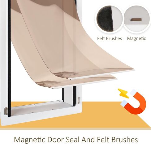 باب للحيوانات الأليفة للحائط بإطار فولاذي، نفق تلسكوبي، قفل ألومنيوم، تصميم ذو غطاء مزدوج - قوي ومتين، مثالي للحيوانات الأليفة التي يصل وزنها إلى 40 رطلاً - مقاس متوسط ​​- 8.6 بوصة و12.8 بوصة in Kuwait