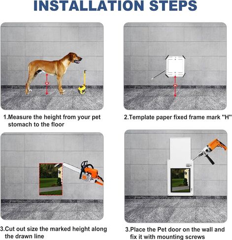 باب للحيوانات الأليفة للحائط بإطار فولاذي، نفق تلسكوبي، قفل ألومنيوم، تصميم ذو غطاء مزدوج - قوي ومتين، مثالي للحيوانات الأليفة التي يصل وزنها إلى 40 رطلاً - مقاس متوسط ​​- 8.6 بوصة و12.8 بوصة in Kuwait