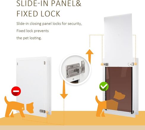 باب للحيوانات الأليفة للحائط بإطار فولاذي، نفق تلسكوبي، قفل ألومنيوم، تصميم ذو غطاء مزدوج - قوي ومتين، مثالي للحيوانات الأليفة التي يصل وزنها إلى 40 رطلاً - مقاس متوسط ​​- 8.6 بوصة و12.8 بوصة in Kuwait