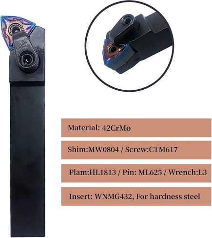 5/8" Right Cutting CNC Lathe Carbide Excircle Indexable Turning Tool Holder Bit Set MWLNR1616H08 with 10pcs WNMG432 WNMG080408 Indexable Carbide Inserts for Hardness Steel in Saudi Arabia
