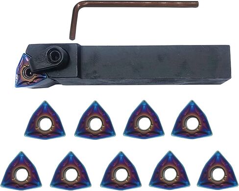5/8" Right Cutting CNC Lathe Carbide Excircle Indexable Turning Tool Holder Bit Set MWLNR1616H08 with 10pcs WNMG432 WNMG080408 Indexable Carbide Inserts for Hardness Steel in Saudi Arabia
