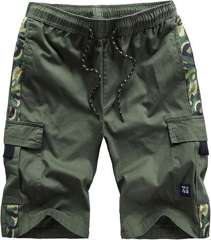 APTRO Men's Cargo Shorts Elastic Waistband Drawstring Summer Casual Cotton Shorts Big & Tall Relaxed Fit Work Shorts in Kuwait