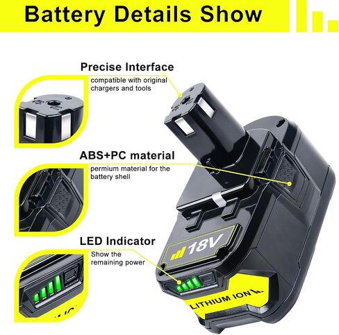 BOTKK 2 حزم 3.5Ah بطارية ليثيوم ل Ryobi 18 فولت واحد + بطارية P104 P105 P102 P103 P107 Ryobi 18 فولت تبديل البطارية in Saudi Arabia