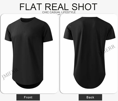 JMIERR Mens 3 Pack Cotton Hipster Hip Hop Longline Crewneck T-Shirt in Saudi Arabia