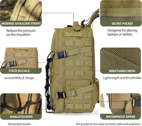 ILM Motorcycle Helmet Backpack 30L Large Capacity Waterproof Helmet Holder, Tactical Backpack for Men Women Riding Hiking Model BP01(Army Green) in Saudi Arabia