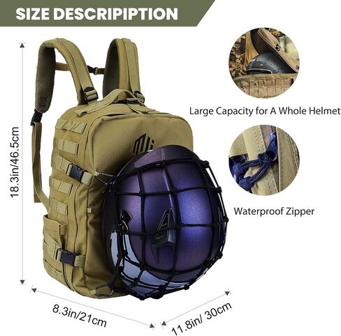 ILM Motorcycle Helmet Backpack 30L Large Capacity Waterproof Helmet Holder, Tactical Backpack for Men Women Riding Hiking Model BP01(Army Green) in Saudi Arabia