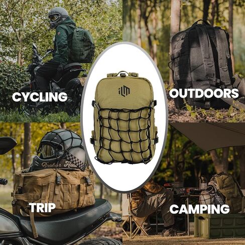 ILM Motorcycle Helmet Backpack 30L Large Capacity Waterproof Helmet Holder, Tactical Backpack for Men Women Riding Hiking Model BP01(Army Green) in Saudi Arabia