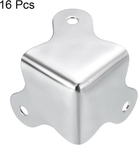 Uxcell 30x23 مللي متر صندوق معدني واقيات زوايا صندوق واقي للحواف مطلي بالكروم فضي اللون 24 قطعة in Kuwait