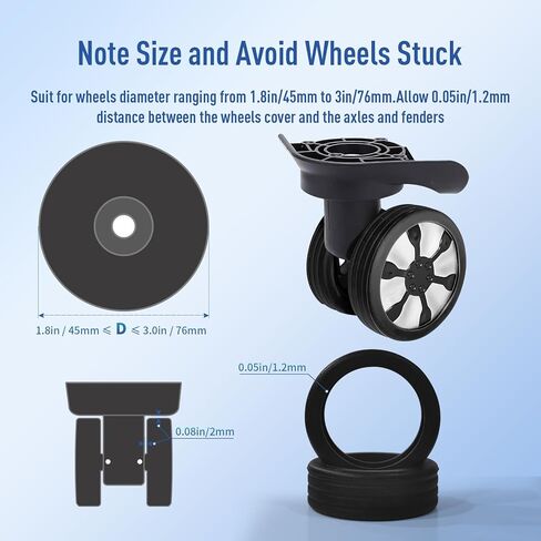 مجموعة اغطية عجلات من السيليكون من ايفارسول للامتعة، شنطة السفر، شنطة العجلات، 10 قطع in Kuwait