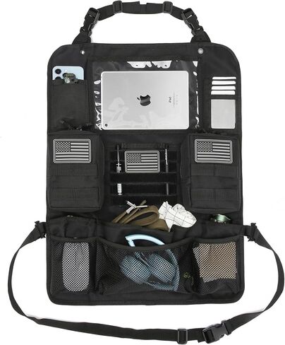 Tactical Car Seat Back Organizer Upgraded Tactical Molle Seatback Cover Protector Universal Fit Vehicles Truck MPV Pickup (Black) in Saudi Arabia