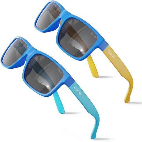 DEAFRAIN 2 Pairs Kids Sunglasses Polarized for Boys Girls Sport Cycling Baseball Running Beach Glasses for Age 5-13 in Kuwait