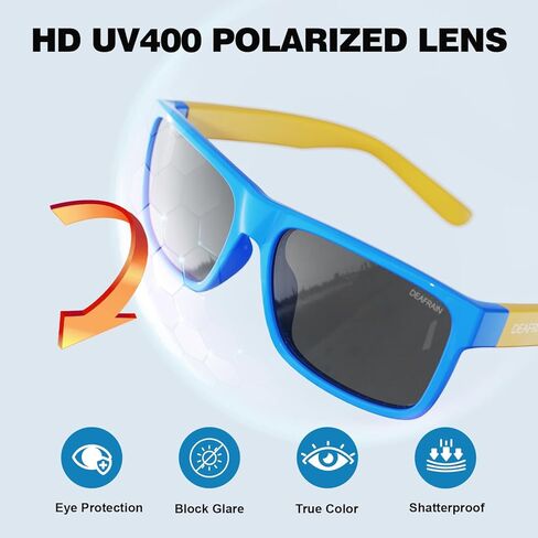 DEAFRAIN 2 Pairs Kids Sunglasses Polarized for Boys Girls Sport Cycling Baseball Running Beach Glasses for Age 5-13 in Kuwait