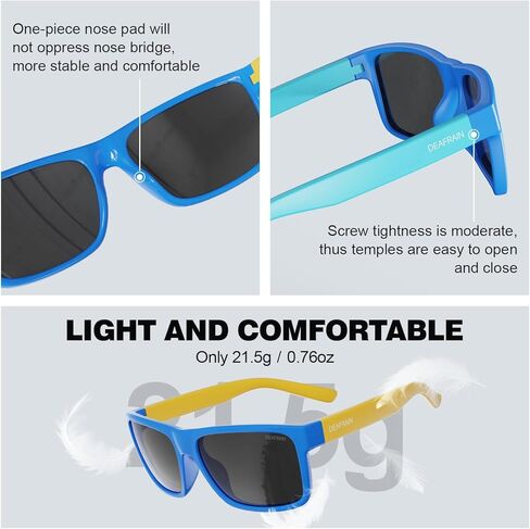 DEAFRAIN 2 Pairs Kids Sunglasses Polarized for Boys Girls Sport Cycling Baseball Running Beach Glasses for Age 5-13 in Kuwait