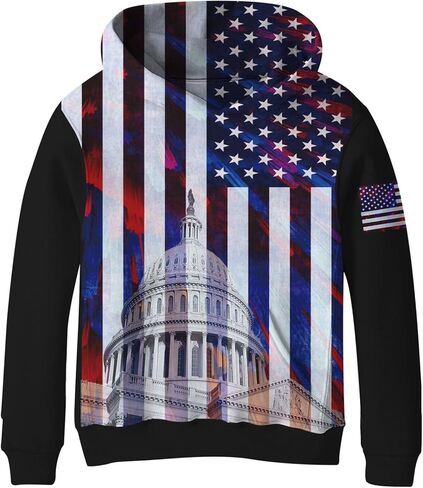 بلوفر بقلنسوة ببطانة من الصوف الوطني بعلم الولايات المتحدة الأمريكية من SAYM Boy in Kuwait