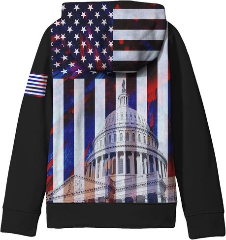 بلوفر بقلنسوة ببطانة من الصوف الوطني بعلم الولايات المتحدة الأمريكية من SAYM Boy in Kuwait