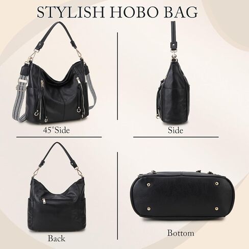 Chase Chic Hobo Bag for Women, PU Ladies Purse Handbags Trendy Crossbody Shoulder Bucket Bag for Work,Travel in Kuwait