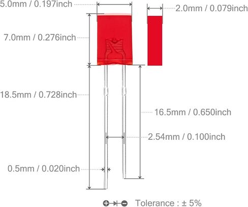 Chanzon 100 قطعة 2x5x7 أضواء LED بيضاء ثنائية 257 (عدسة شفافة مربعة شفافة DC 3V 20mA) مصابيح إضاءة ومكونات إلكترونية ومؤشر الثنائيات الباعثة للضوء in Kuwait