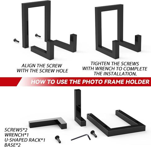 حامل لوحة كبير مقاس 8 بوصات للعرض، حامل إطار معدني، حامل عرض حامل اللوحة، حامل صور على سطح الطاولة المزخرف للصور، اللوحة، حامل الصور (أسود) in Kuwait