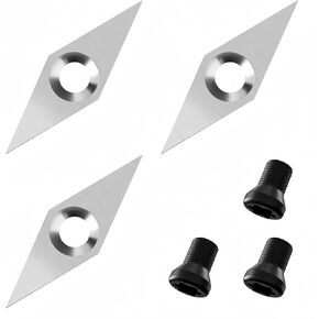 TBPA 3Pcs 8.9mm Round Tungsten Carbide Cutters Inserts Set for Wood Lathe Turning Tools(Screw X3)