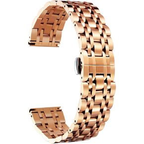 BINLUN Stainless Steel Watch Band High-end Replacement Watch Band 6 Color for Women Men(Silver-Rose Gold,17mm)