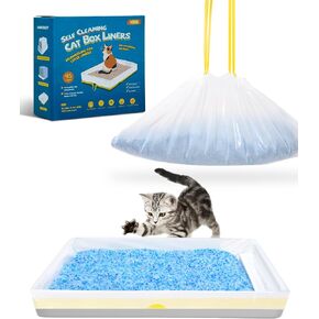 Self-cleaning Cat Litter Liner Bag Compatible fit Pet* Scoopfree Litter Box & Disposable Tray & Automatic Litter Box, 45 Count Drawstring Kitty Litter Box Liners Thickened &Leak-proof (37" X 13")
