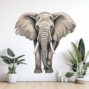 Unique Pattern Elephant Safari Animal Wall Sticker For Playroom Decor, Boys Room, Living Room, Nursery Decal, Girls Room, Sticker (18 inch)