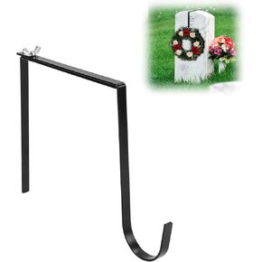Headstone Wreath Hanger, Adjustable Gravestone Flower Holder Fit for 6-11 Inch Tombstones Stable Stainless Steel Cemetery Wreath Stand for Christmas Memorial Day Easter