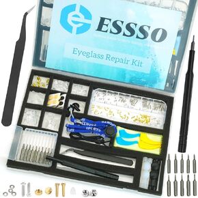 Eye Glass Repairing Kit, Comprehensive Eyeglass Repair Kit with Screws (Gold & Silver), Variety of Eyeglass Nose Pads, Precision Screwdriver Set, Glasses Strap & Ear Grips for Repair & Upgrade