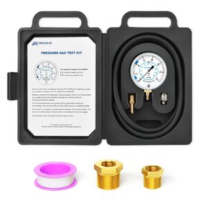 MEANLIN MEASURE 0-35" WC Manifold Gas Pressure Test Kit, Pressure Gauge Kit for Natural Gas or LP Gas with 40" Feet Hose, 1/8" NPT Fitting with Barbed Connection and Hex Bushing