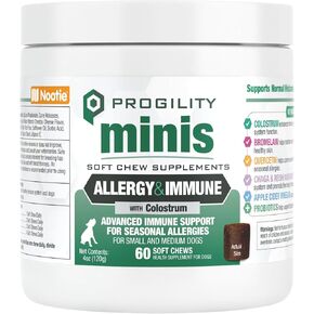 Nootie Progility Mini Allergy Relief Supplement, Itch Relief Supplement for Dogs, 60 Soft Chews per Container