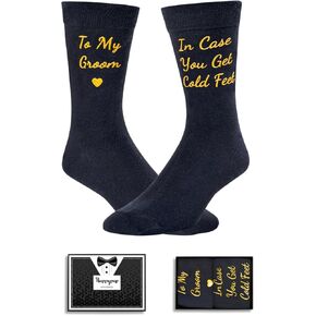 HAPPYPOP Father of The Bride Gifts for Father in Law, Father of The Bride Socks, Funny Wedding Dress Socks Golden