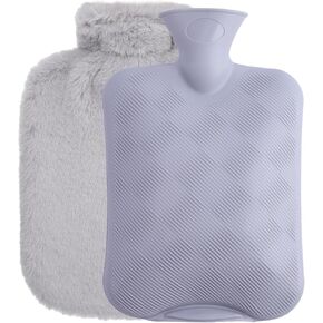 Hot Water Bottle with Soft Cover 2 Liter Classic Rubber Hot Water Bag for Cramps Neck Shoulders Pain Relief Hot Cold Pack for Hot and Cold Therapy and Feet Warmer Pink