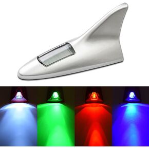 Pack-1 Solar Power Shark Fin Antenna, LED Warning Tail Light, Roof Rear Wing Modified Light, Automobile Decorative Light, Universal for Most Cars, SUVs and Vans (Black)
