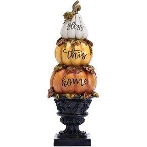 Valery Madelyn Fall Pumpkins Decor for Table Centerpieces, 14Inch White and Orange Pumpkins for Decorating Farmhouse Harvest Autumn Thanksgiving Resin Pumpkin Figurines for Indoor Outdoor Decorative