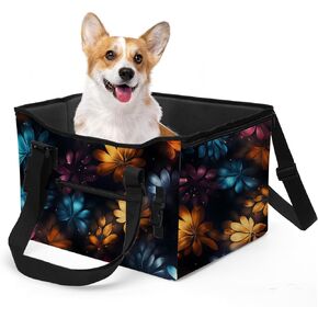 Skymoon Small Dog Car Seat for Small Dogs, Dog Booster Car Seat with Clip-On Safety Leash Adjustable Straps Storage Pockets Puppy Pet Car Seat for Small Dogs Cats (Cartoon Blue)