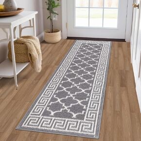 Pauwer Hallway Runner Rug 2'x6' Long Non Slip Door Mat Indoor Entrance Washable Entryway Rug Dirt Trapper Doormat Throw Rugs Absorbent Kitchen Runner Laundry Room Rug Floor Mat Carpet, Grey