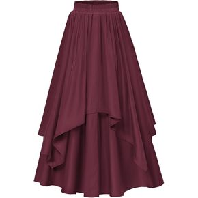 Scarlet Darkness Renaissance Skirts for Women Double Layered Long Skirt with Pockets