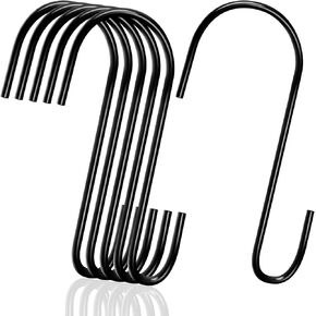 30 Pack Small S Hooks for Hanging Spoons Pans Pots Utensils Kitchenware, Metal S Hooks for Hang Clothes Bags Towels Plants, Apply Bathroom Bedroom Office Tool Room, (Black, 2.4 Inch)