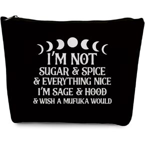 gfuhlre Moon Phase Witch Gifts Stuff Makeup Bag Travel Toiletry Bag Funny Witchcraft Bag Meditation Gifts for Witchcraft Lovers Women Female Best Friends Birthday Halloween I'm Not Sugar Spice