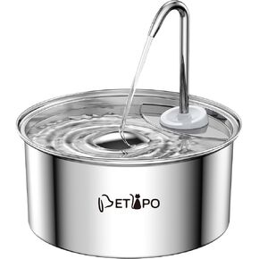 Cat Water Fountain Stainless Steel, 3L/100oz 304 Petlipo Pet Water Drinking Fountain for Cats Dogs Indoor, BPA-Free Cat Fountains with 2 Flow Modes, Dog Water Dispenser