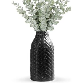Modern White Ceramic Flower Vases for Home Decor Aesthetic, 8" H Cute White Boho Decorative Vase for Table Centerpieces, Living Room Shelf Knick Knacks Home Decor