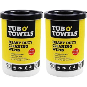 Tub O' Towels TW90 Heavy-Duty 10" x 12" Size Multi-Surface Cleaning Wipes, 90 Count Per Canister, 6 Pack