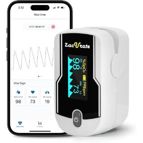 2024 Zacurate 500E-B Wireless Bluetooth Fingertip Blood Pulse Oximeter Monitor with FREE App, SpO2, Heart Rate, Plethysmograph, and Perfusion Index Finger Oxygen Sensor Meter
