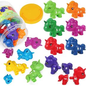 Matching Number Counting Dinosaur Toys with Double-Sided 1 2 3 Number Preschool Learning Sensory Sorting Educational Montessori Toy Sets for Kids Toddler Aged 3+ Years Old